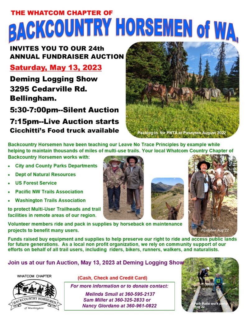 Chapter Backcountry Horsemen of WA annual auction The