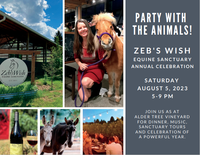 Zeb's Wish Equine Sanctuary Celebration Party and Online Auction - Sandy, Oregon