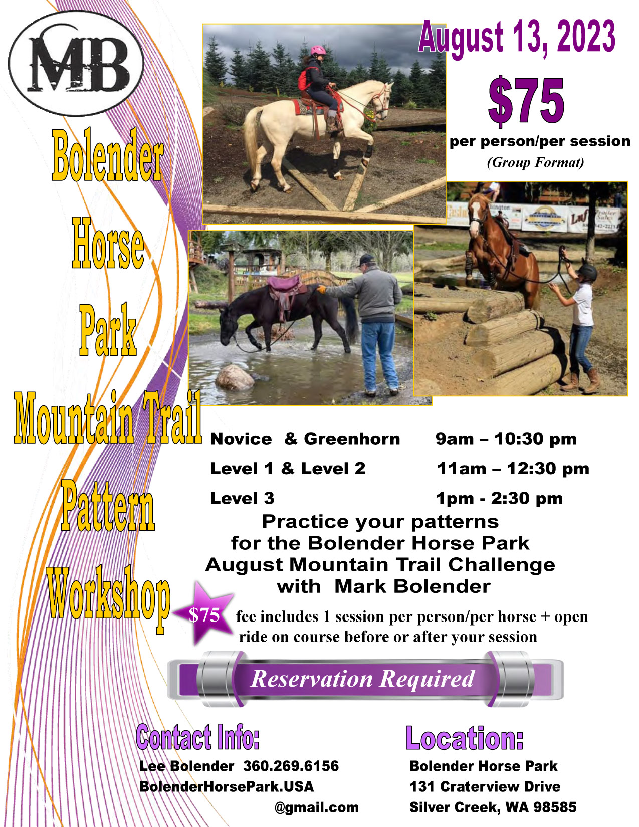 Bolender Horse Park Mountain Trail Pattern Workshop